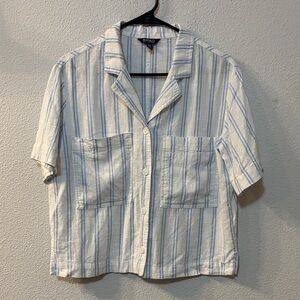 Buffalo David Bitton Blue and White Striped Shirt